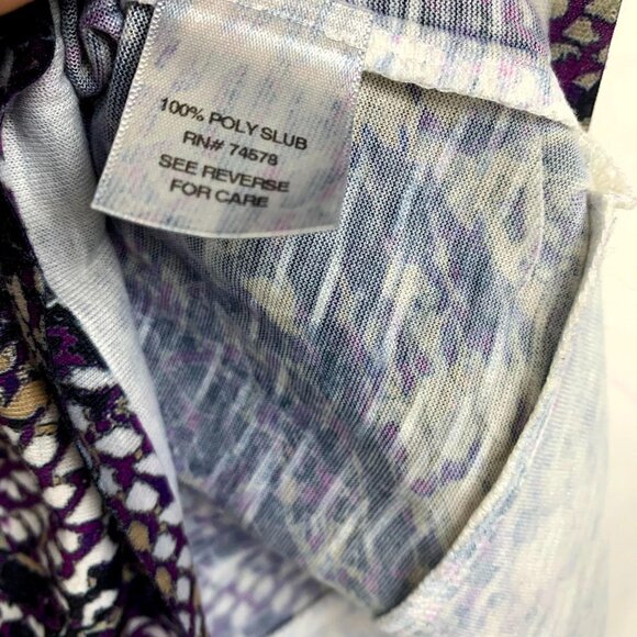 Cache Womens M Knit Blouse Purple Gold White Ornate Snake Print Short Sleeve Top - Picture 6 of 10